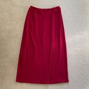 Cherry Red Linen Blend Maxi Wrap Skirt